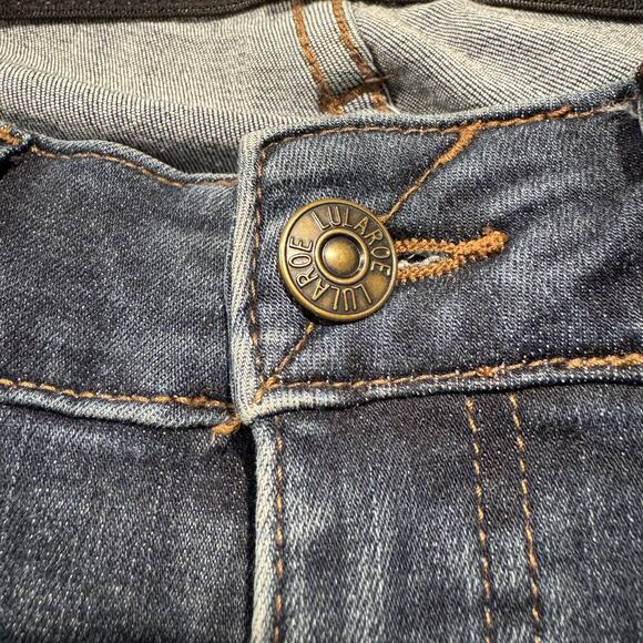 LuLaRoe Womens Jeans Skinny Distressed Elastic Waist Zip Fly Blue Size 26 IO - Picture 4 of 8